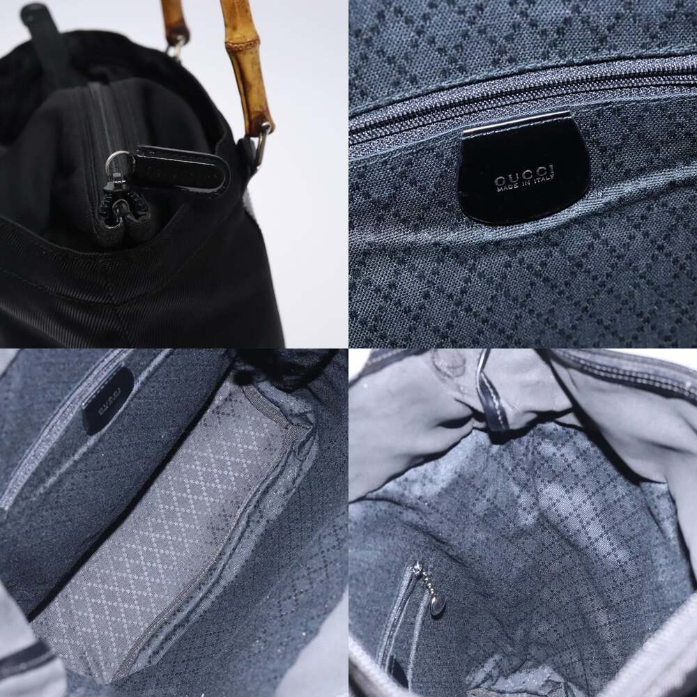 GUCCI Bamboo Tote Bag Nylon Black Silver 000 1998 000 1998 - Picture 11 of 12